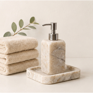 Natural Marble Eco-friendly Soap Dispenser Stainless Steel Pump High Standard Quality Customizable Logo Modern <b>Bathroom</b> Home - Product Image 2