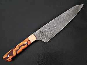 Couteau de chef artisanal en acier Damas OEM DIY avec manche en résine et lame droite pour la découpe en cuisine - Product Image 4