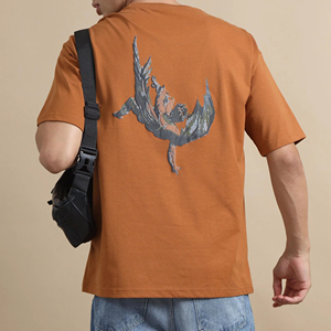 T-shirt en jersey 100 % coton à impression bouffante oversize, style streetwear décontracté, manches courtes, service OEM, épaules tombantes, logo personnalisé, le meilleur - Product Image 5