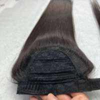 100% Vierge Vietnamienne Réel Extensions de Cheveux Humains Haute Qualité Lâche Vague Profonde Wrap Queue de Cheval avec Bouclés Ondulés Texture Droite