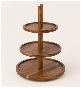 Premium 3-Tier Acacia Wood <b>Cake</b> Stand and Dessert Display Tower Handcrafted Wooden Tiered Serving Tray for Parties <b>Supply</b> - Product Image 1