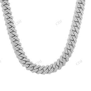 Cadena de eslabones cubanos Miami de 14 mm y 22 pulgadas, completamente engastada, chapada en oro, con moissanita VVS D, estilo hip-hop, de plata de ley 925, para hombre - Product Image 4