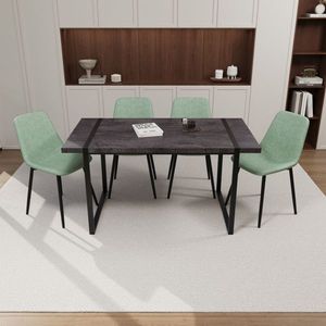 59 \ "MDF tavolo da pranzo in legno nero Set 4 pezzi medievale tavolo da pranzo in pelle scamosciata sedia moderna rettangolare in metallo ristoranti - Product Image 1