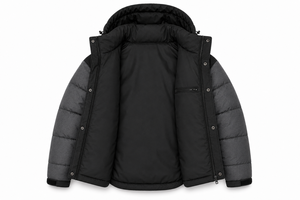 Custom Hooded Puffer Jacket Cold Climate Outerwear Warm Filling Chenille Badge Service Sleeve Utility Pocket D <b>Ring</b> Attachment - Product Image 5