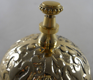 Vintage Ornamental <b>Brass</b> Counter <b>Bell</b> with Floral Relief Elegant Push Button Service <b>Bell</b> for Hotel Reception Restaurant Office - Product Image 2