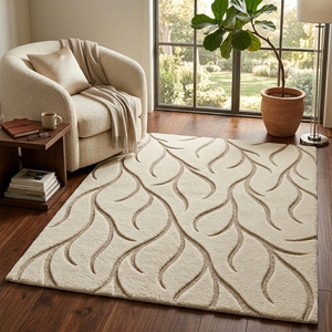 Tapis en laine tufté marocain fait main, à poils coupés et bouclés, abstrait, luxueux, sur mesure, vente en gros d'usine - Product Image 5