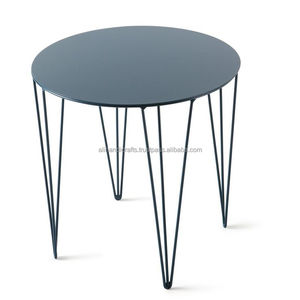 Minimalist Branched-Leg Metal Bistro <b>Table</b> – Modern Warm Tan <b>Round</b> Cafe <b>Table</b> with Tripod Base for <b>Outdoor</b> Lounges & Coffee Shop - Product Image 6