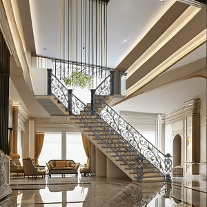 Luxury Modern Wrought Iron Stair Railings Parts for Villa Stairs-Custom Fabrication Rust Resistant Superior Craftsmanship - Product Image 3