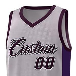 Ensemble de maillots de basket personnalisés gris à col en V sans manches en mesh respirant unisexe adulte toutes saisons avec impression par sublimation à séchage rapide - Product Image 4