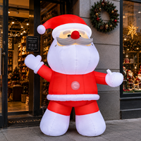 Decoración Navideña Inflable Gigante de 7m, Santa Claus y Reno, Material de PVC de Grado Comercial, Uso Interior/Exterior