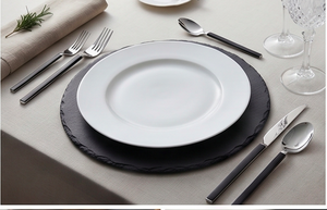 Ensemble de couverts minimalistes en acier inoxydable avec poignées noires, finition miroir haute brillance, passe au lave-vaisselle, pour mariage et restaurant - Product Image 2