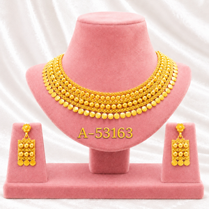A-53163 Juego de Collar y Aretes Chapados en Oro para Mujer, Joyería Elegante, Cadena de Perlas Clásica, Accesorios para Boda - Product Image 1