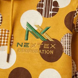 NEXTEX Sweat à capuche unisexe rétro à motif circulaire, jaune moutarde, marron, en coton doux et polyester - Product Image 5