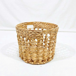 Minimalist Multifunctional Open-<b>Weave</b> Water Hyacinth Storage <b>Basket</b> Set with Handles (3pcs) Made in Vietnam - Product Image 4