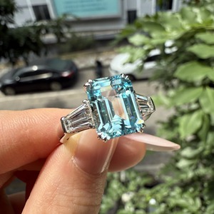 Women's 925 <b>Silver</b> <b>Emerald</b> Cut Topaz <b>Ring</b> Prong Setting Classic Gemstone Engagement <b>Ring</b> - Product Image 6