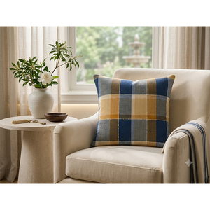 Cotton Yarn Dyed Plaid Cushion <b>Cover</b> | Decorative Check Throw Pillow <b>Cover</b> for <b>Sofa</b>, <b>Bed</b> & Home - Product Image 4
