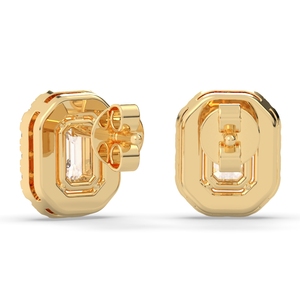 Boucles d'oreilles clous REYES minimalistes en or massif 14 carats avec moissanite taille émeraude 1,6 carat et fermoir à vis pour femme, bijoux fins pour usage quotidien - Product Image 6