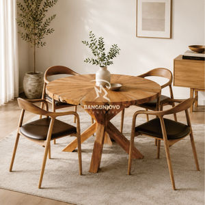Juego de Mesa de Comedor Redonda Ajustable Moderna con Sillas Ahorradoras de Espacio, Muebles de Comedor de Madera Ideales para Casas de Campo y Apartamentos - Product Image 4