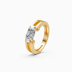 Bague solitaire radiante en diamant de laboratoire pour usage quotidien, élégance moderne, 1,05 ct, ronde, en or jaune, blanc et rose 9 carats - Product Image 3