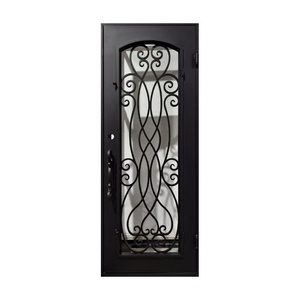 Royal Luxury Rust-resistant Wrought Iron Entrance Door <b>Swing</b> Easy Assembly Arched Glass Panel Intricate Pattern Design - Product Image 1
