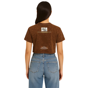 เสื้อยืดครอปสีน้ำตาลพิมพ์ลายตัวอักษรแขนสั้นคอกลมสไตล์ลำลองแฟชั่นสตรี - Product Image 4