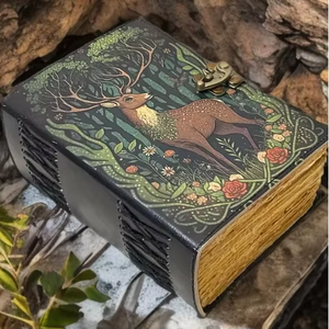 Vintage Leather Bound Journals Handmade Rustic Finish Book for Men and Women Unlined Craft <b>Paper</b> 200 Pages Alloy Buckle - Product Image 2