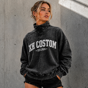 430G Heavyweight Cotton Half <b>Zip</b> Hoodie Men Oversized Vintage Washed Streetwear Sweatshirt Custom Logo Hoodie Manufacturer - Product Image 1