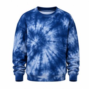Sudadera de cuello redondo de felpa cepillada de alto gramaje con teñido tie-dye efecto hielo, proveedor OEM ODM al por mayor, moda, comodidad, ropa urbana, casual - Product Image 1