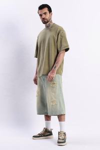 Camiseta de corte cuadrado con logo personalizado, estilo streetwear, de algodón grueso, top corto, camiseta gráfica oversize de corte holgado para hombre - Product Image 2