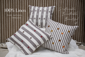 Customize 100% Pure Linen Blue Striped Cushion <b>Cover</b> <b>for</b> Home <b>Sofa</b> Couch Decor Classic Embroidery Pillow Case Manufacturer - Product Image 4