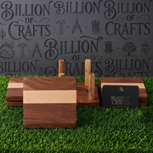 Ensemble de sous-verres en bois de qualité supérieure avec boîte de rangement Sous-verres décoratifs pour table basse Table à manger Maison Restaurant Hôtel - Product Image 4