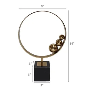 Escultura Abstracta de Hierro Premium, Pieza Artística de Decoración de Interiores para Espacios de Vida de Lujo, Grabado Pintado en Dorado Moderno - Product Image 5