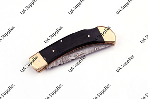 UA Supplies Industrial Grade Damascus Steel Blade Wood <b>Handle</b> Outdoor Folding Pocket <b>Knife</b> OEM Self Defense EDC Camping Survival - Product Image 5