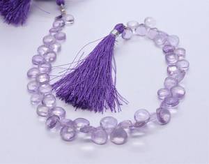 AAA Natural Pink Amethyst Faceted Heart Shape Briolette 7 To 8 MM Amethyst Gemstone Beads 9 Inch Strand Amethyst Faceted Beads - Product Image 2