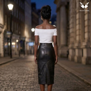 Classy Black Leather <b>Skirts</b> & Trousers, High Waist Side Button Up <b>Split</b> Pencil <b>Skirt</b> Professional Slim Fit Women Leather <b>Skirts</b> - Product Image 6