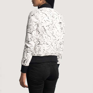 Veste bomber en cuir de mouton blanc Furat Leathers, veste de motard noire matelassée, écologique, séchage rapide, broderie 3D, respirante, hiver - Product Image 2