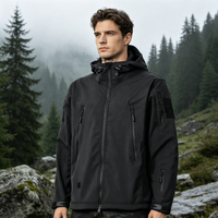 Nouvelle veste tactique à capuche en softshell noir, imperméable et résistante au vent, pour les voyages, la chasse et les activités de plein air