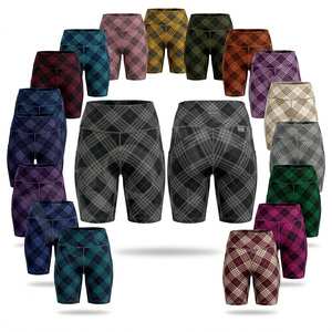 Nouveau design 2026 – Short de sport compressif à carreaux pour femme, sans couture, extensible, pour l'entraînement et le fitness, effet push-up, personnalisable OEM/ODM avec logo - Product Image 1