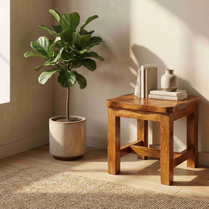 Solid Wood Side Table, Handmade Wooden End Table for <b>Bathroom</b>, Living Room, Bedroom and Home Decor <b>Furniture</b> - Product Image 6