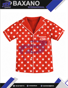 Delta |   Sigma |   Conjunto de Pijama de Satén con Estampado de Estrellas de la Hermandad Theta, Túnica Transpirable para Otoño para Mujeres, Miembros de la Hermandad DST - Product Image 6