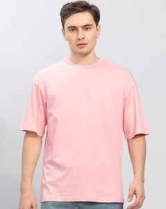 T-shirt Homme Rose Pâle Oversize en Mélange de Coton Col Rond Décontracté Streetwear Personnalisé Marque Privée - Product Image 1