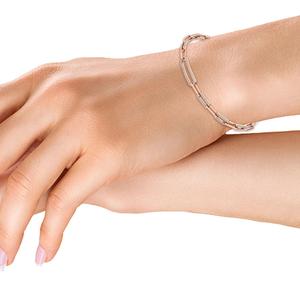 สร้อยข้อมือแบบคลิปหนีบประดับเพชรทรงกลมเพาะเลี้ยงในห้องปฏิบัติการ น้ำหนักรวม 1.00 กะรัต ทำจากทองคำโรสโกลด์ 9K - Product Image 1