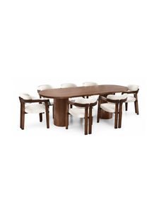Table à manger ovale moderne en bois avec pieds côtelés et fauteuils assortis pour usage domestique, design stable pour villa, hôtel, réunion - Product Image 4