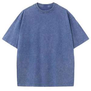 เสื้อยืดคอตตอนผู้ชายแบบเรียบ ขายส่ง ทรงโอเวอร์ไซส์ ล้างสีแบบแอซิดวอช สไตล์วินเทจ ผ้าหนา - Product Image 4