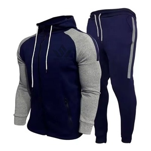 Men's Black White Hooded Tracksuit Set Full Zip <b>Hoodie</b> and Jogger Pants Color Block Casual Sportswear for Autumn - Product Image 2