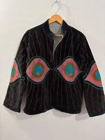 Veste d'hiver régulière pour femme, brodée à la main, en velours ethnique, écologique, séchage rapide, style bohème artistique, vêtement d'extérieur tendance