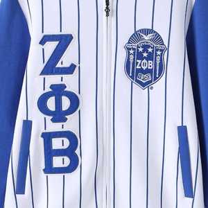 Zeta Phi Beta Pinstripe Track <b>Jacket</b> Women Blue Tech <b>Zip</b> <b>Up</b> <b>Jacket</b> Greek Sorority Streetwear Stylish Trendy Casual Outfit - Product Image 6