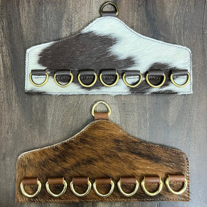 Soporte para bufanda montado en la pared de piel de vaca genuina, colgador de trapo salvaje con múltiples anillos de Metal, estante de exhibición y almacenamiento rústico Occidental para el hogar - Product Image 5