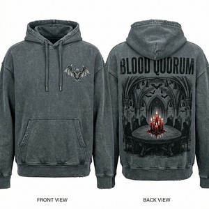 เสื้อฮู้ดดี้สีดำพิมพ์ลายกราฟิกตามสั่งขายส่ง ทรงบ็อกซี่ สไตล์สตรีทแวร์ พิมพ์ลายพัฟ สกรีนพิมพ์ ผู้ผลิตเสื้อฮู้ดดี้ - Product Image 6