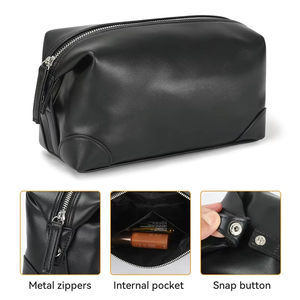 Premium Leather Men Large Zipper Candy Pattern Dopp <b>Kit</b> Organizer Bag Waterproof Travel Cosmetic <b>Shaving</b> Storage Bag - Product Image 6